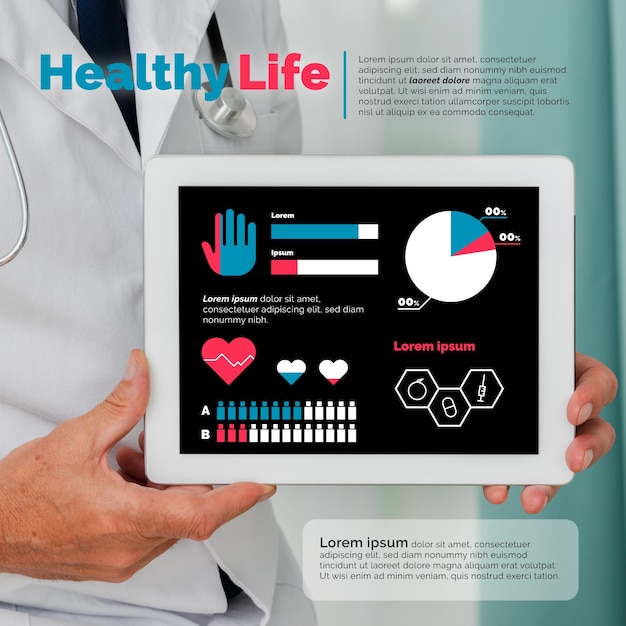 Vector gratuito infografía médica con foto