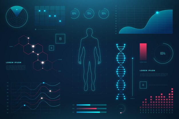 Infografía médica tecnológica con detalles.