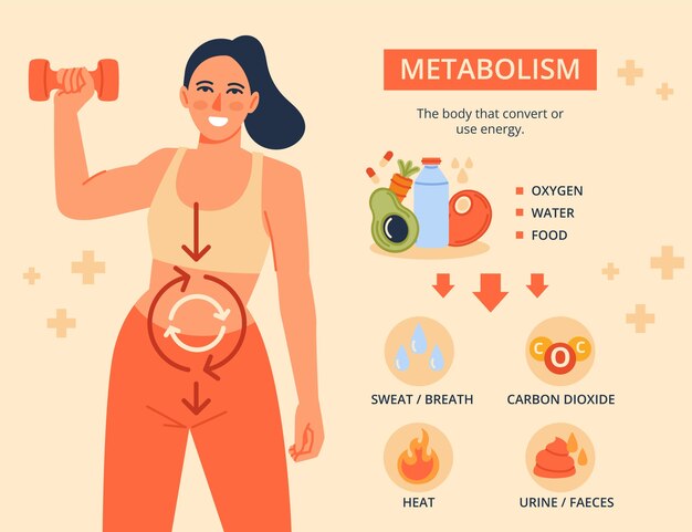 Infografía de metabolismo dibujada a mano