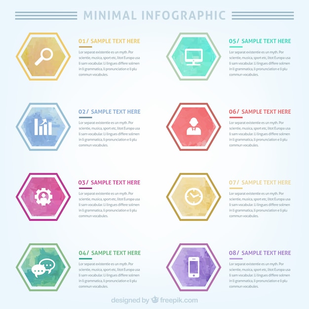 Vector gratuito infografía minimalista de acuarela