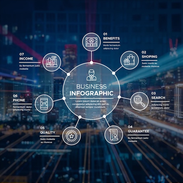 Infografía minimalista de negocios con foto