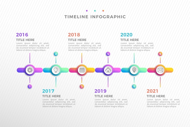 Infografía moderna línea de tiempo degradado colorido