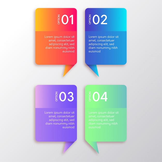 Infografía moderna pasos con colorido banner