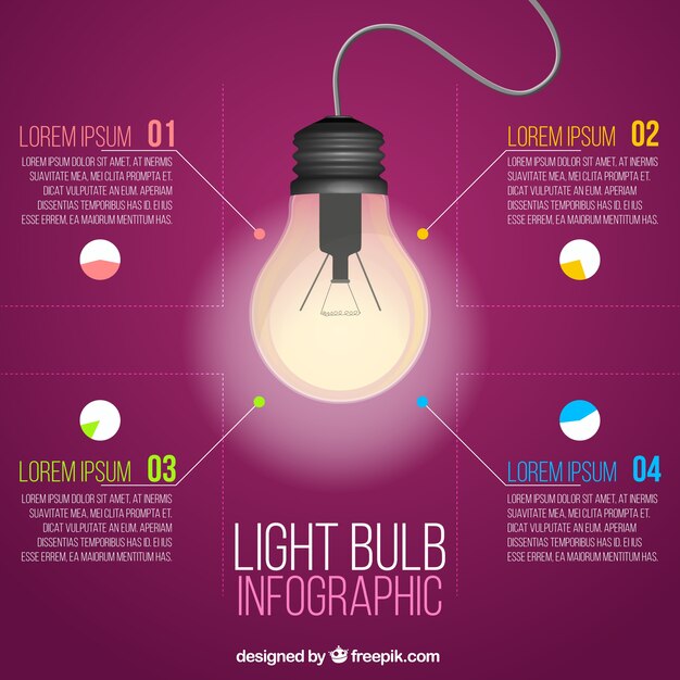 Infografía de negocios con bombilla en diseño plano 