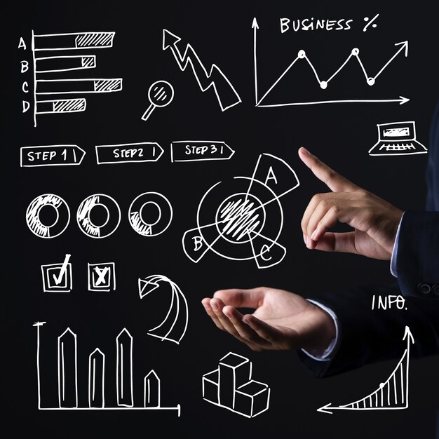 Infografía de negocios dibujados a mano