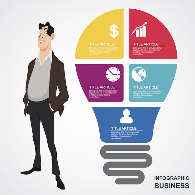 Vector gratuito infografía de negocios con diseño de bombilla