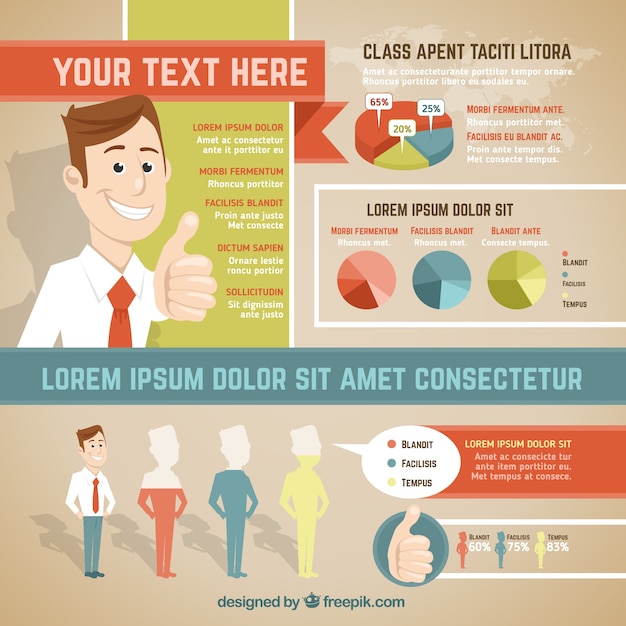 Vector gratuito infografía de negocios en estilo de dibujos animados