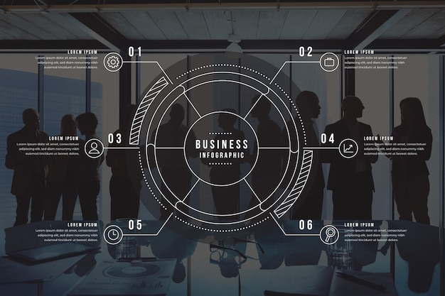 Infografía de negocios con foto y detalles