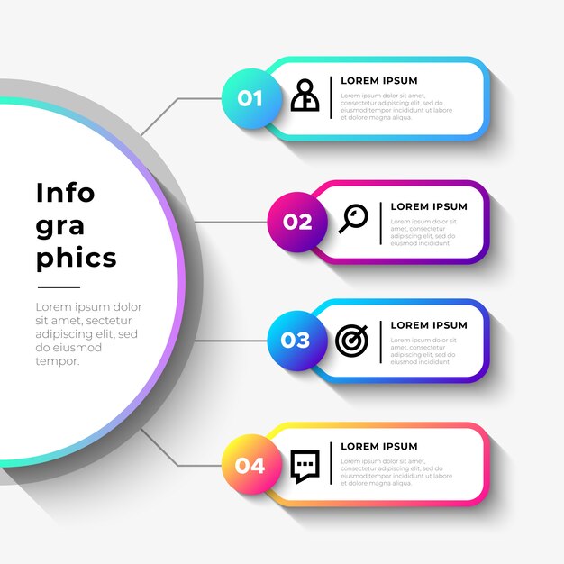 Infografía de negocios con gran semicírculo.