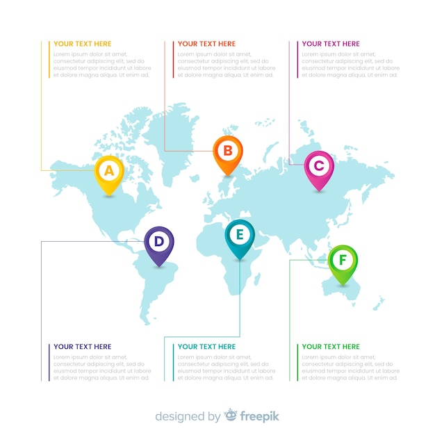 Vector gratuito infografia de negocios con mapa mundial