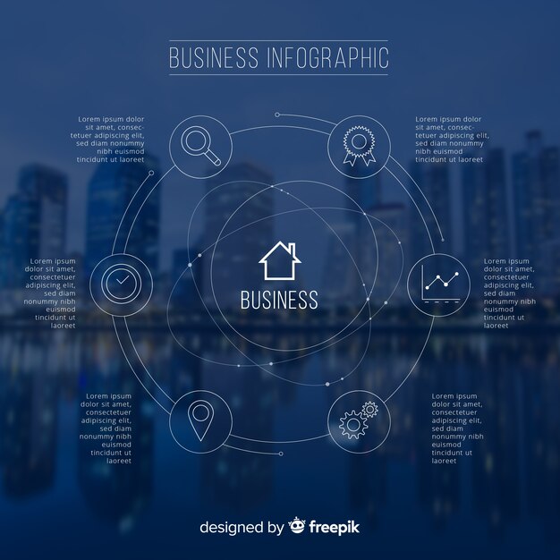 Infografía de negocios moderna con foto