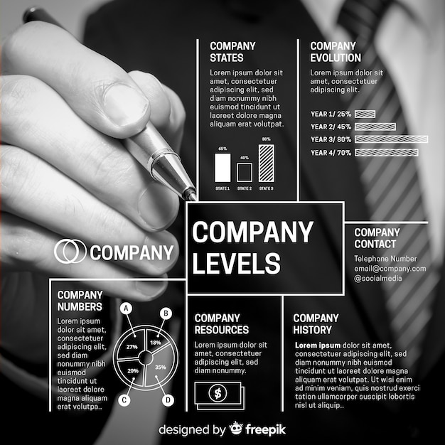 Infografía de negocios moderna con foto