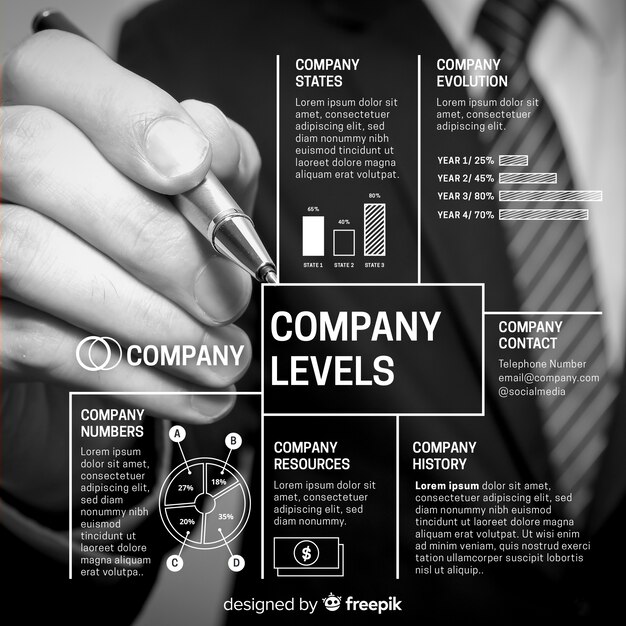 Infografía de negocios moderna con foto