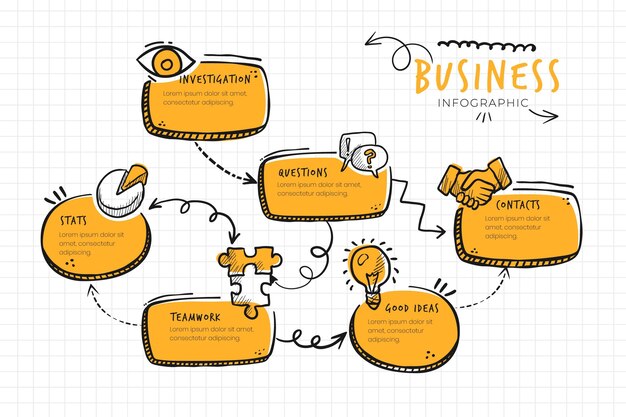 Infografía de negocios monocolor Doodle