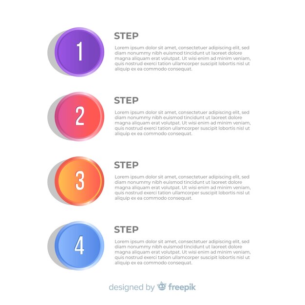 Infografía numerada por pasos y colorida