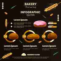 Vector gratuito infografía de panadería degradada con hojas