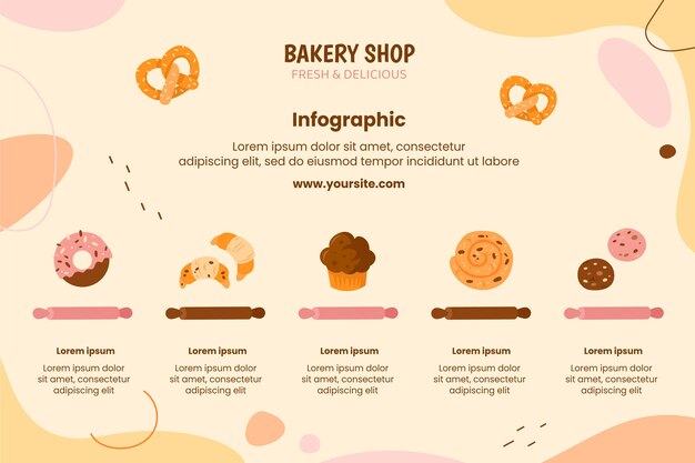 Infografía de panadería dibujada a mano