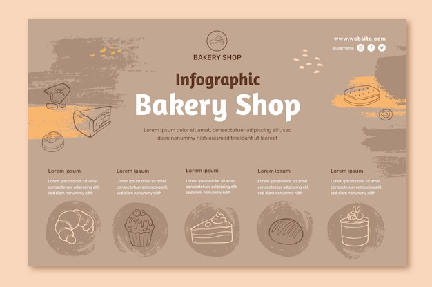 Infografía de panadería de textura dibujada a mano