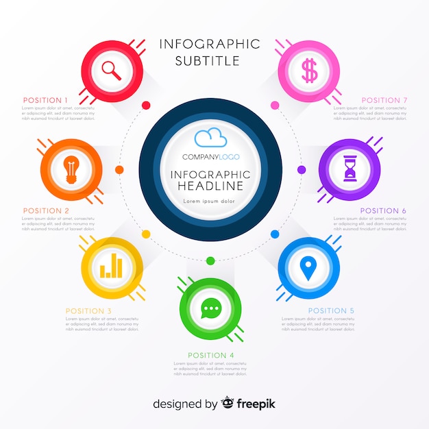 Vector gratuito infografía con paso y opciones.