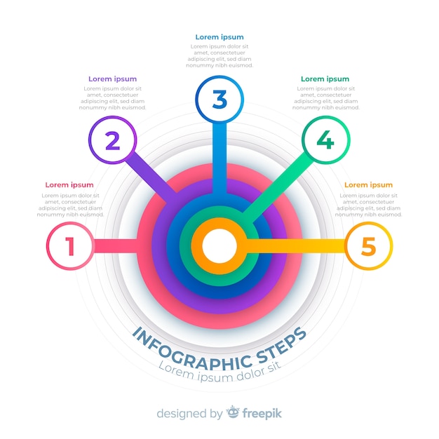 Infografía por pasos con degradado