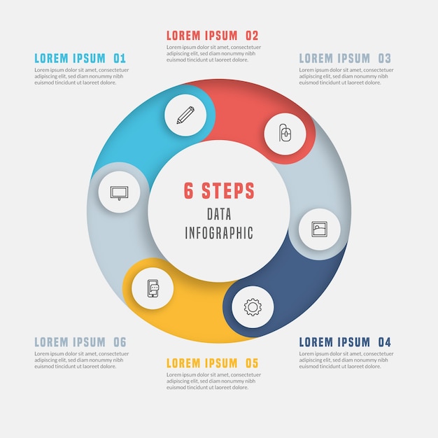 Infografía con pasos en diseño plano