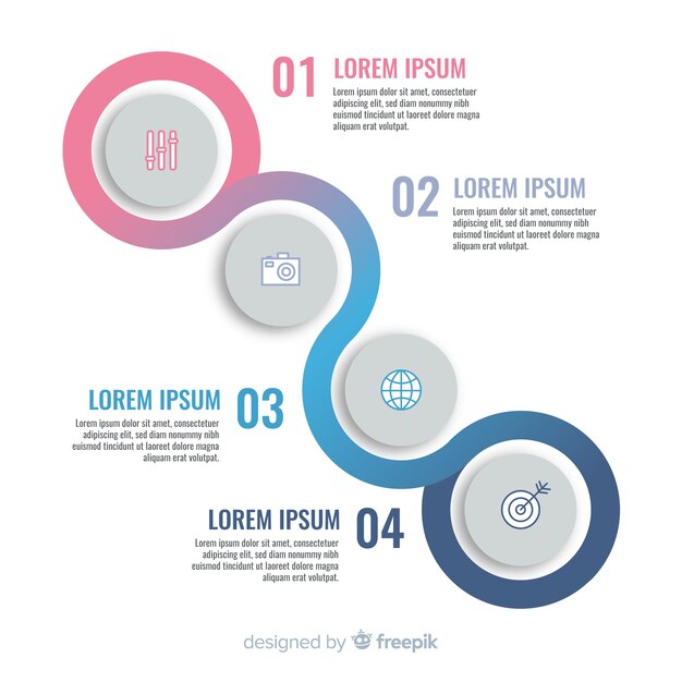 Infografía con pasos en diseño plano