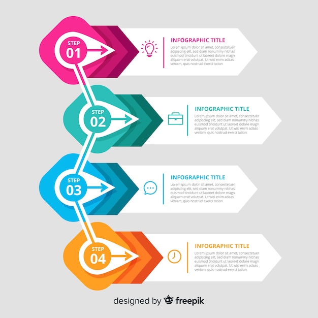 Vector gratuito infografía de pasos en diseño plano