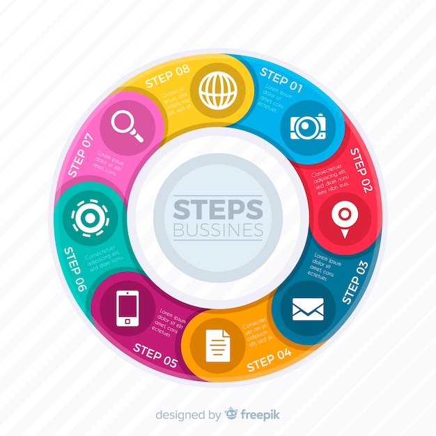 Vector gratuito infografía de pasos en diseño plano