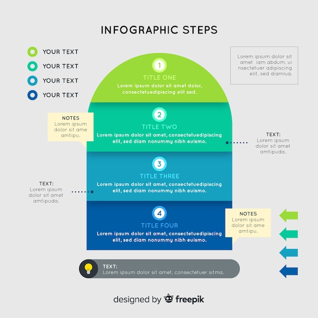 Infografía de pasos en diseño plano