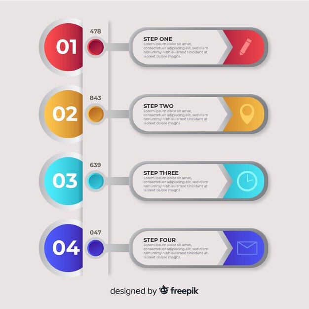 Infografía pasos plantilla diseño plano