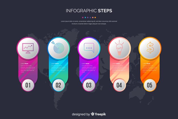Infografía pasos plantilla diseño plano