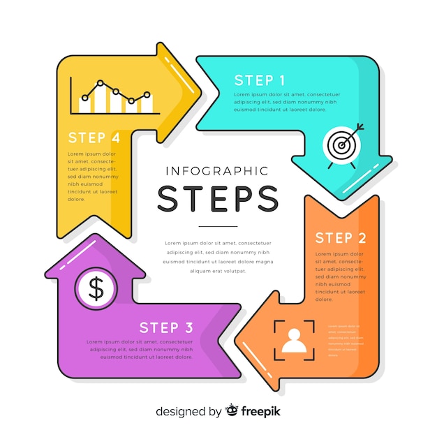 Vector gratuito infografía por pasos