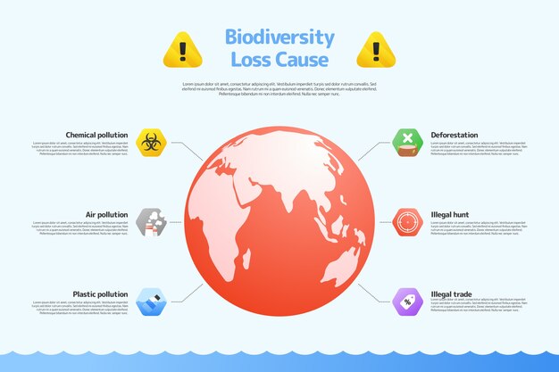 Infografía de pérdida de biodiversidad en gradiente