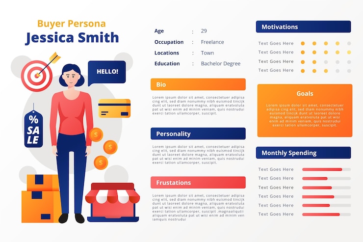 Vector gratuito infografía de persona de comprador degradado