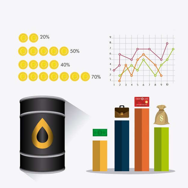 Infografía del petróleo y la industria del petróleo.