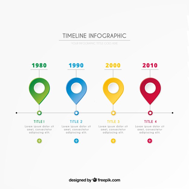 Infografía con pins de colores