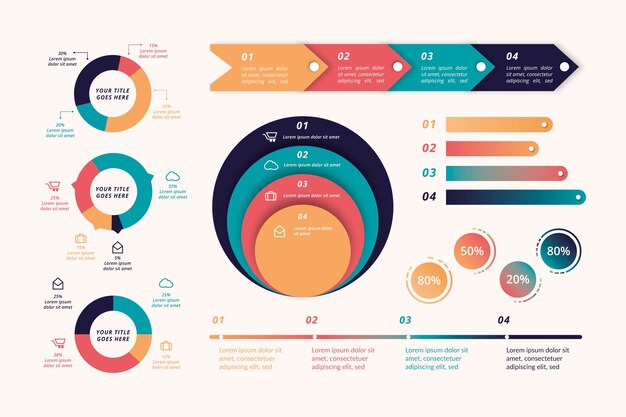 Infografía plana color retro