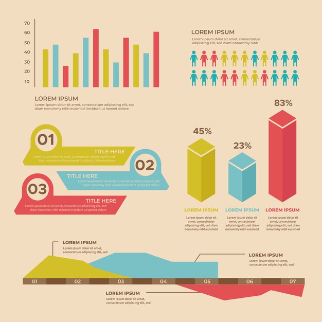 Infografía plana con colores retro.