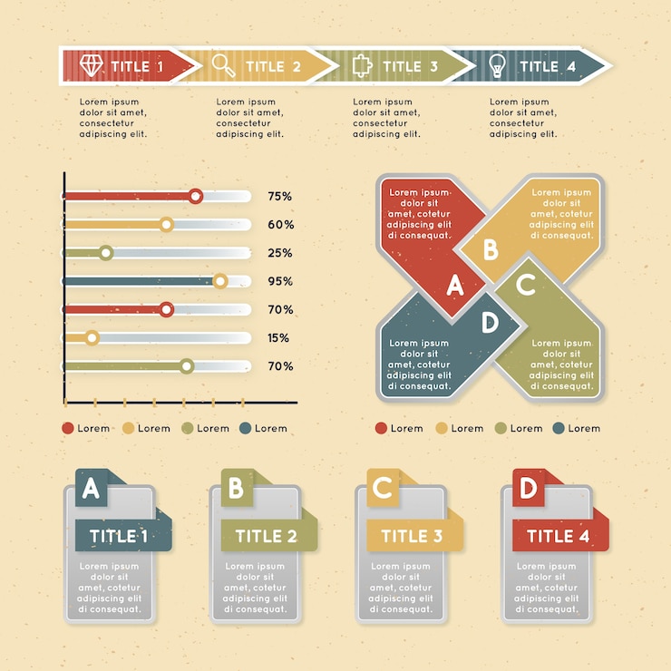 Vector gratuito infografía plana con colores retro.