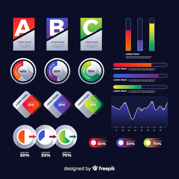 Vector gratuito infografía plana degradada con estadísticas