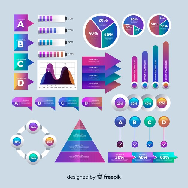 Infografía plana degradada con estadísticas