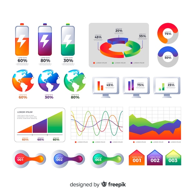 Vector gratuito infografía plana degradada con estadísticas