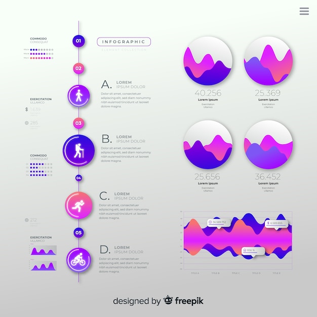 Infografía plana degradada con estadísticas