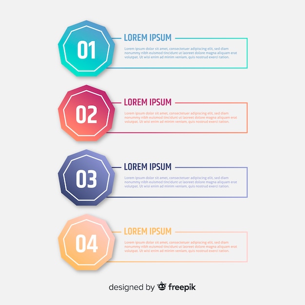 Vector gratuito infografía plana degradada con pasos