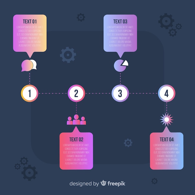 Vector gratuito infografía plana degradada con pasos