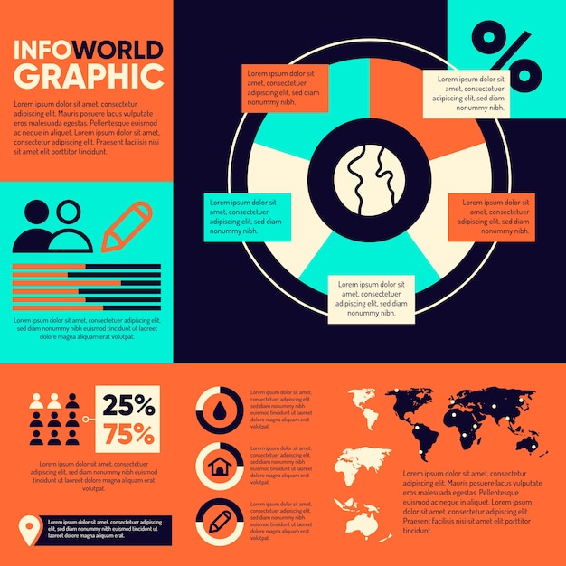 Vector gratuito infografía plana con información