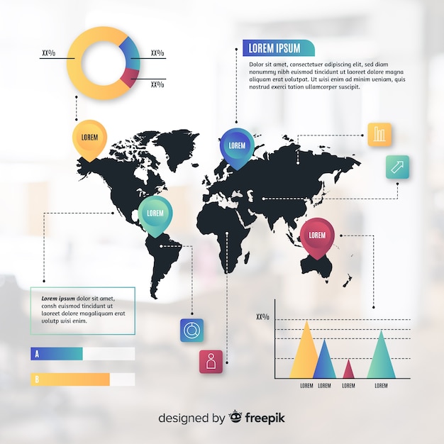 Vector gratuito infografía plana de negocios con foto.