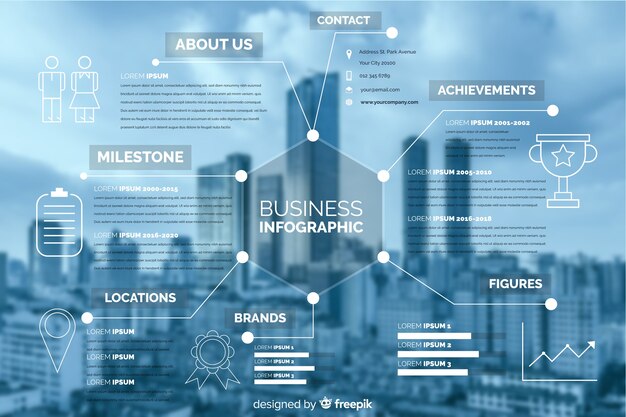 Infografía plana de negocios con foto.
