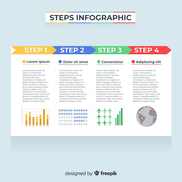 Infografía plana con pasos