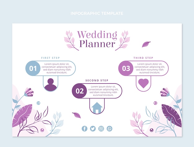 Vector gratuito infografía plana de planificador de bodas dibujada a mano